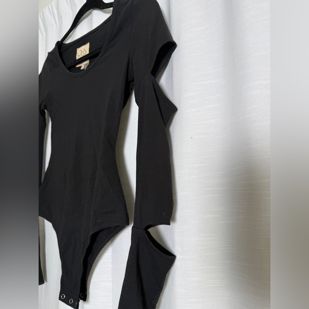 Chaser Black Long Sleeve Cutout Bodysuit Snap Closure | Size XS - Picture 6 of 10
